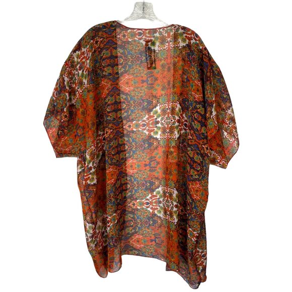 Bijoux Terner Kimono Light Weight Kimono Large/XL Orange Blue New - Picture 2 of 8